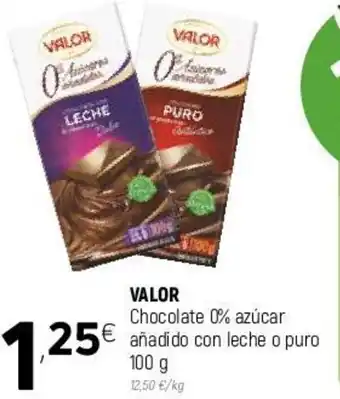 Coviran Valor Chocolate 0% azúcar añadido con leche o puro 100g oferta