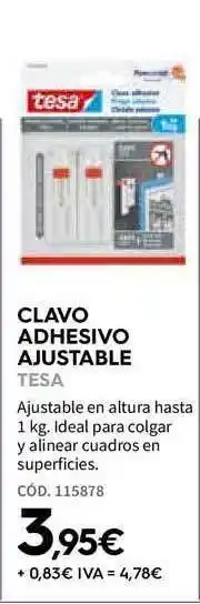 Clavo Adhesivo Ajustable Tesa