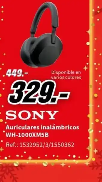MediaMarkt Auriculares inalámbricos WH-1000XM5B oferta