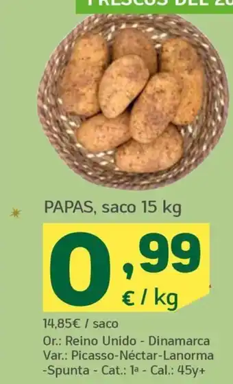HiperDino PAPAS, saco 15 kg oferta