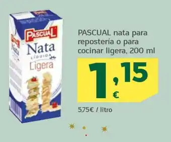 HiperDino PASCUAL nata para repostería o para cocinar ligera, 200 ml oferta