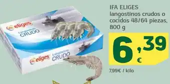 HiperDino IFA ELIGES langostinos crudos o cocidos 48/64 piezas, 800 g oferta