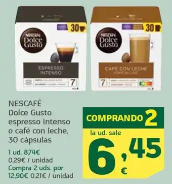 HiperDino NESCAFÉ Dolce Gusto espresso intenso o café con leche, 30 cápsulas oferta