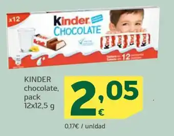 HiperDino KINDER chocolate, pack 12x12,5 g oferta