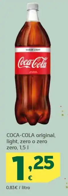 HiperDino COCA-COLA original, light, zero o zero zero, 1,5 I oferta