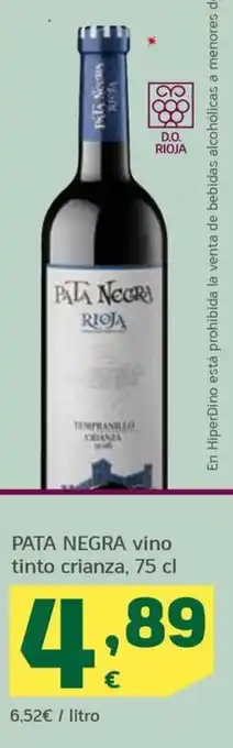 HiperDino PATA NEGRA vino tinto crianza, 75 cl oferta