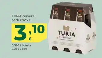HiperDino TURIA cerveza, pack 6x25 cl oferta