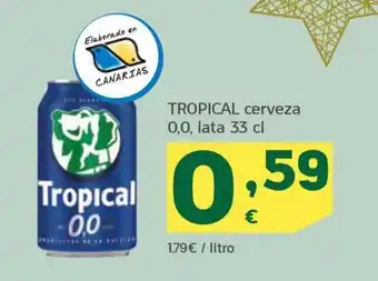 HiperDino TROPICAL cerveza 0,0, lata 33 cl oferta