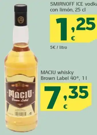 HiperDino MACIU whisky Brown Label 40º, 11 oferta
