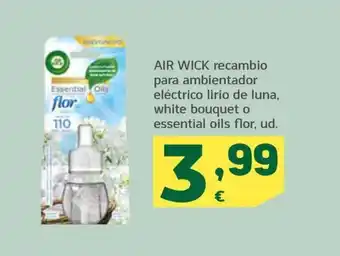 HiperDino AIR WICK recambio para ambientador eléctrico lirio de luna, white bouquet o essential oils flor, ud. oferta