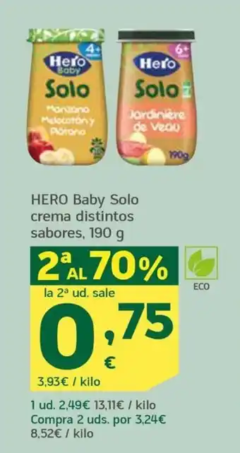 HiperDino HERO Baby Solo crema distintos sabores, 190 g oferta