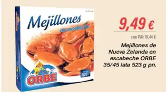 Cash Ifa Mejillones de Nueva Zelanda en escabeche ORBE 35/45 lata 523 g pn. oferta
