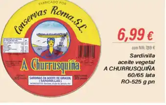 Cash Ifa Sardinilla aceite vegetal A CHURRUSQUIÑA 60/65 lata RO-525 g pn oferta