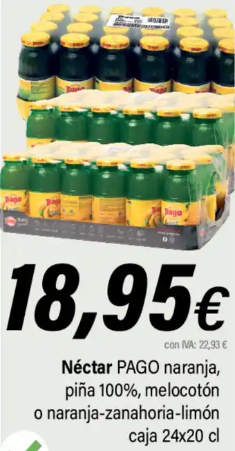 Cash Ifa Néctar PAGO naranja, piña 100%, melocotón oferta