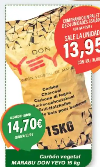 Cash Ifa Carbón vegetal MARABU DON YEYO 15 kg oferta