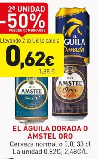 Hiperber EL ÁGUILA DORADA O AMSTEL ORO Cerveza normal o 0,0, 33 cl oferta