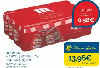 Cash Ecofamilia CERVEZA MAHOU 5 ESTRELLAS P24 LATAS 330ML oferta