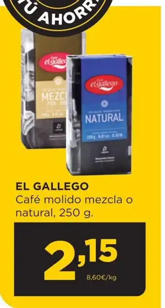 Alimerka EL GALLEGO Café molido mezcla o natural, 250 g. oferta