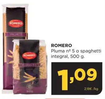 Alimerka ROMERO Pluma nº 5 o spaghetti integral, 500 g. oferta