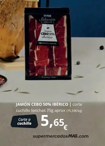 Supermercados MAS JAMÓN CEBO 50% IBÉRICO oferta