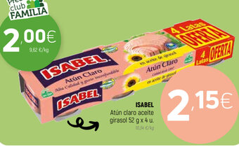 Coviran Isabel Atún Claro Aceite Girasol 52 g x 4 u oferta