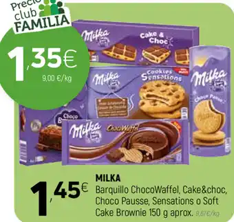 Coviran Milka Barquillo ChocoWaffel, Cake&Choc, Choco Pausse, Sensations o Soft Cake Brownie 150 g oferta