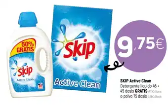Coviran Skip Active Clean Detergente Líquido 45 + 45 dosis Gratis oferta