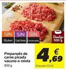 Carrefour Preparado de carne picada vacuno o mixta oferta