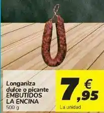 Carrefour Longaniza dulce o picante embutidos la encina oferta