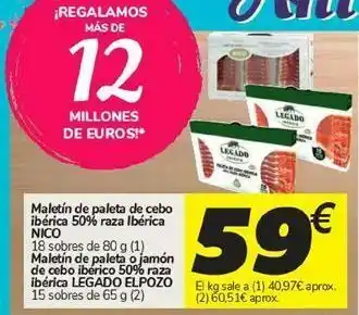 Carrefour Maletín de paleta de cebo ibérica 50% raza ibérica nico maletín de paleta o jamón de cebo ibérico 50% raza ibérica legado elp oferta