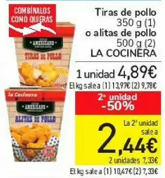 Carrefour Tiras de pollo o alitas de pollo la cocinera oferta