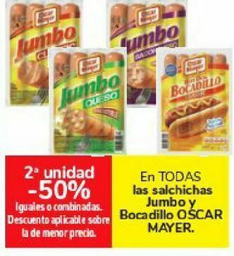 Carrefour En todas las salchichas jumbo y bocadillo oscar mayer oferta