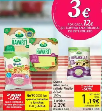 Carrefour En todos los quesos rallados y lonchas 150 g arla oferta