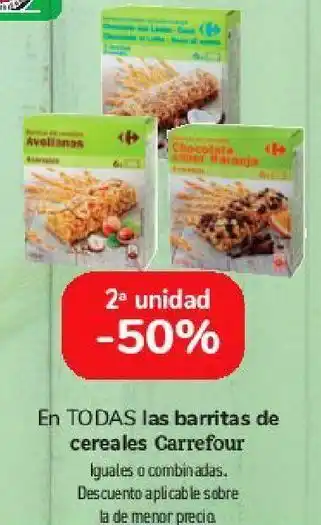 Carrefour En todas las barritas de cereales carrefour oferta