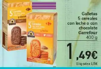 Carrefour Galletas 5 cereales con leche o con chocolate carrefour oferta