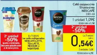 Carrefour En todos los cafés refrigerados nescafé latte, tea latte, tea latte, nesquik o milkybar oferta