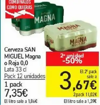 Carrefour Cerveza san miguel magna o roja 0,0 oferta