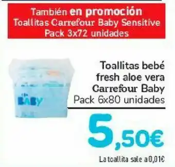 Carrefour Toallitas bebé fresh aloe vera carrefur baby oferta