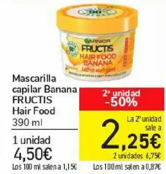 Carrefour Mascarilla capilar banana fructis hair food oferta