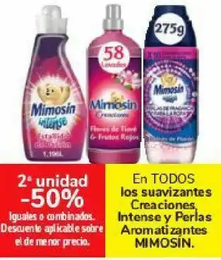 Carrefour En todos los suavizantes creaciones intense y perlas aromatizantes mimosín oferta