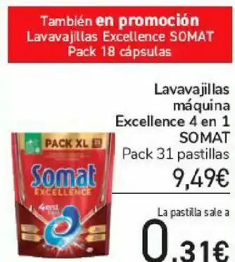 Carrefour Lavavajillas máquina excellence 4 en 1 somat oferta