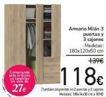Carrefour Armario milán 3 puertas y 3 cajones oferta