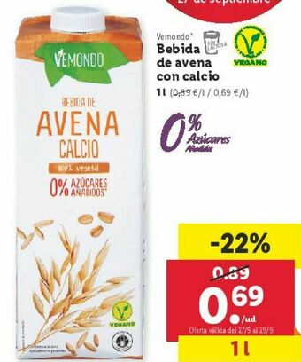 Lidl Bebida de avena oferta