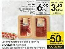 Eroski Eroski jamón de cebo de campo ibérico 50% raza ibérica oferta