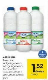 Eroski Asturiana leche entera, semidesnatada o desnatada oferta