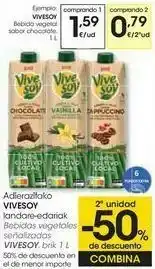 Eroski Vivesoy bebida vegetal sabor chocolate oferta