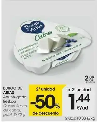Eroski Burgo de arias queso fresco de cabra oferta