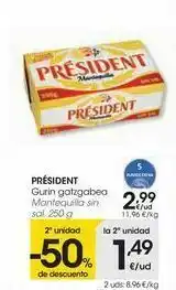 Eroski Président mantequilla sin sal oferta