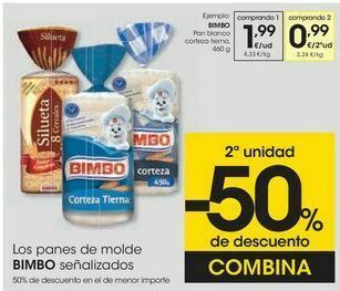 Eroski Bimbo pan blanco corteza tierna oferta