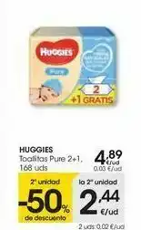 Eroski Huggies toallitas pure 2+1 oferta